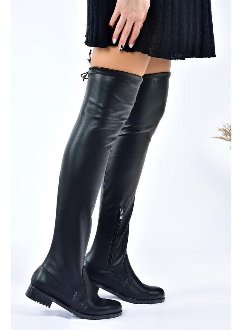 Fox Shoes Faux Leather Black Stretch Women's Boots G268573002 - Image 2